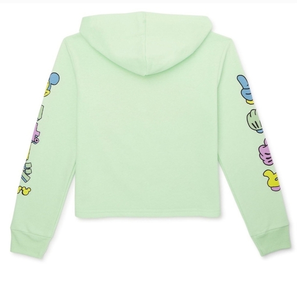 Disney Green Mickey Mouse Cropped Hoodie Sweatshirt - Picture 2 of 9